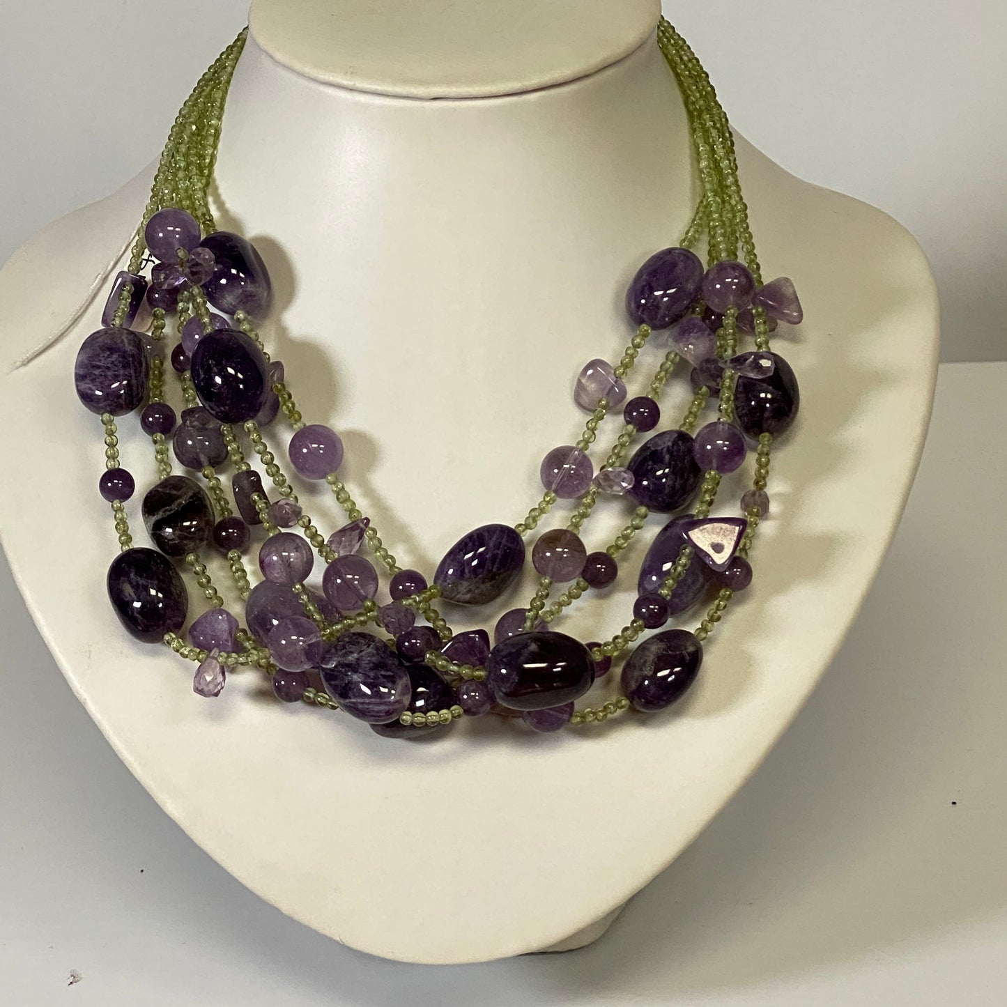 Handmade Amethyst Peridot Layered Gemstone Necklace