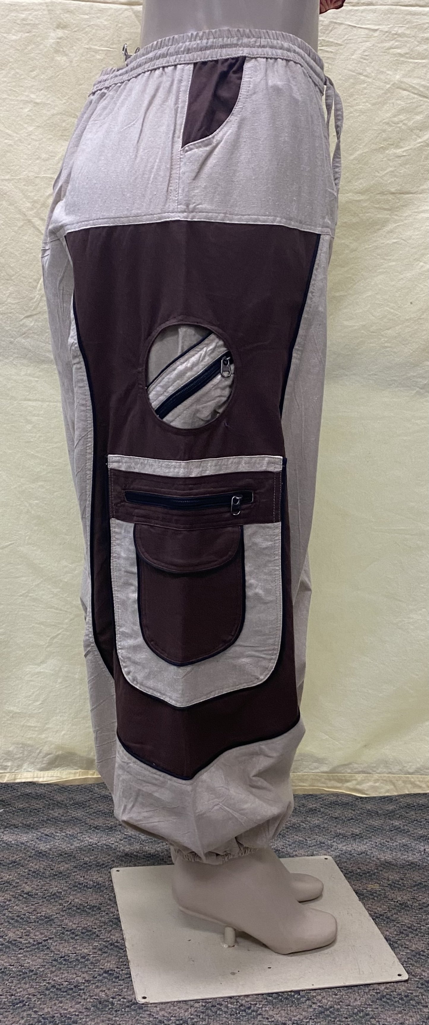 CP12 Unisex White-Brown Colored Cotton Pant