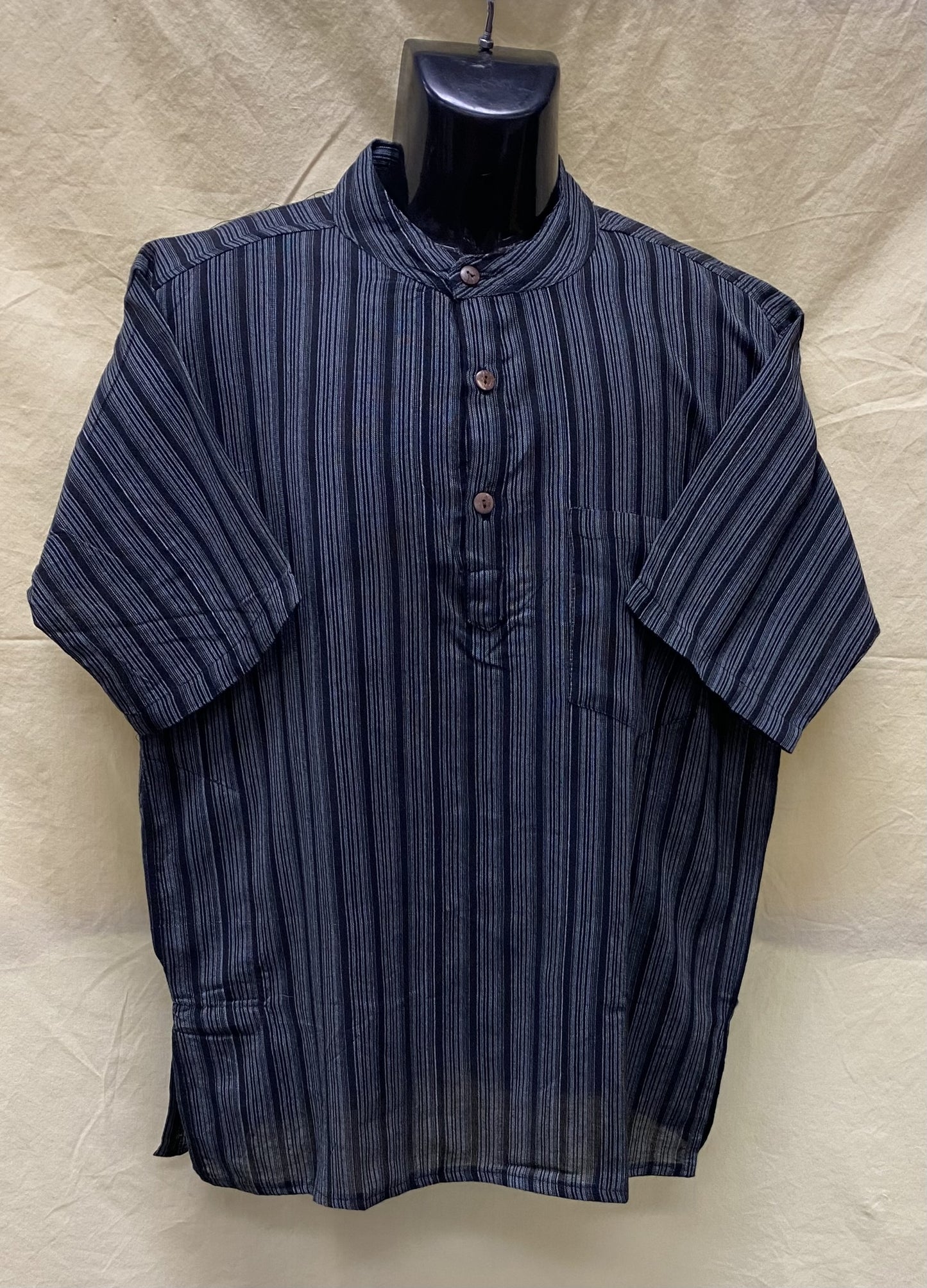 CT13 Men Black-Sliver Strip Cotton Shirt