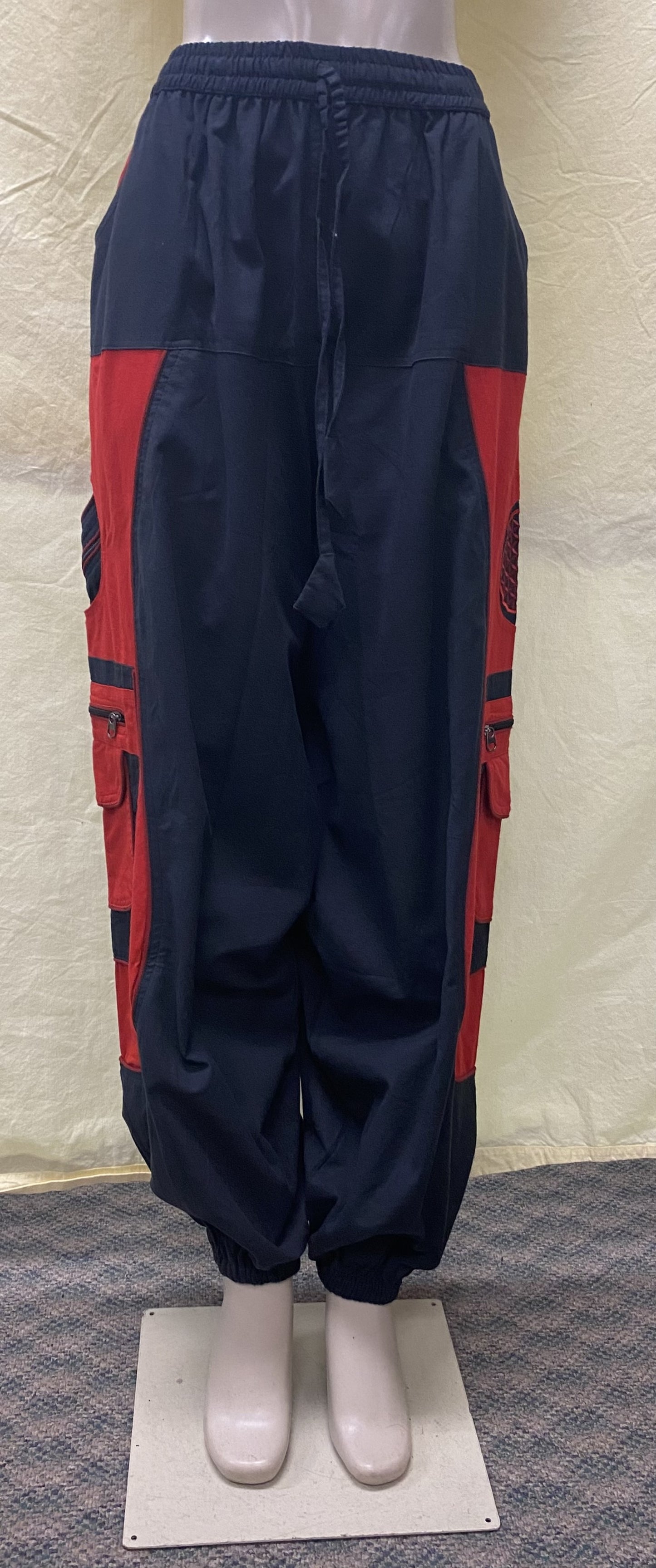 CP14 Unisex Black-Red Colored Cotton Pant