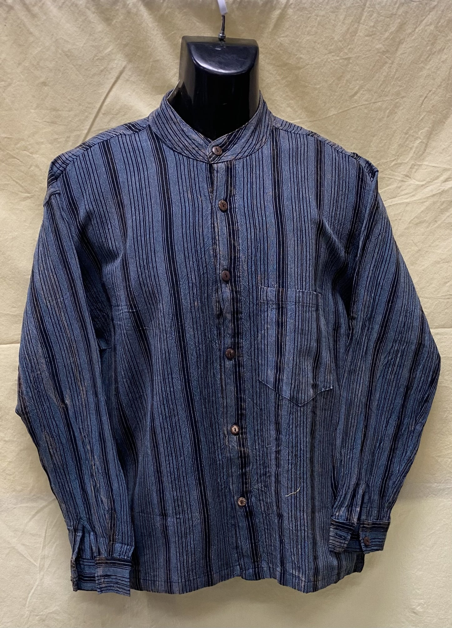 CT17 Men's Dark Blue Colored with Black Strip Cotton Shirt