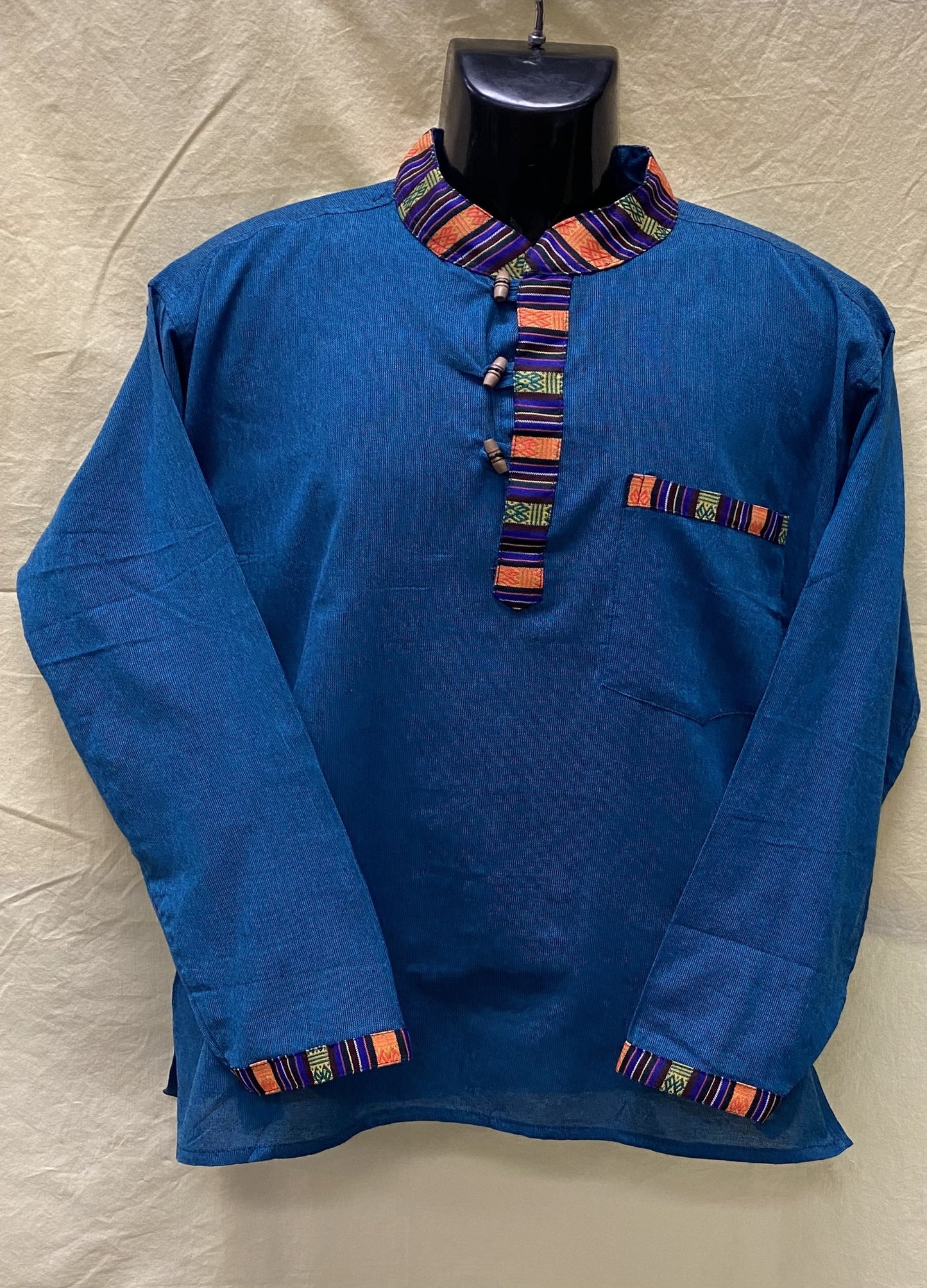 CT10 Men Bhutani Piping with Wooden Button Cotton Shirt