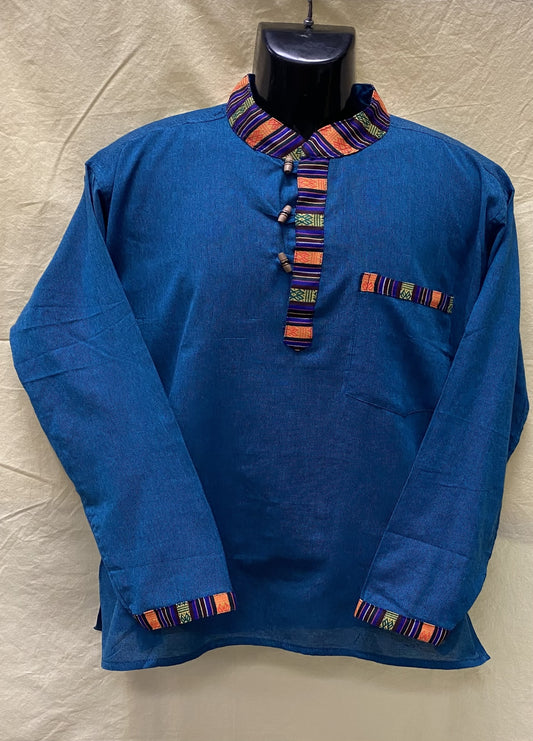 CT10 Men Bhutani Piping with Wooden Button Cotton Shirt