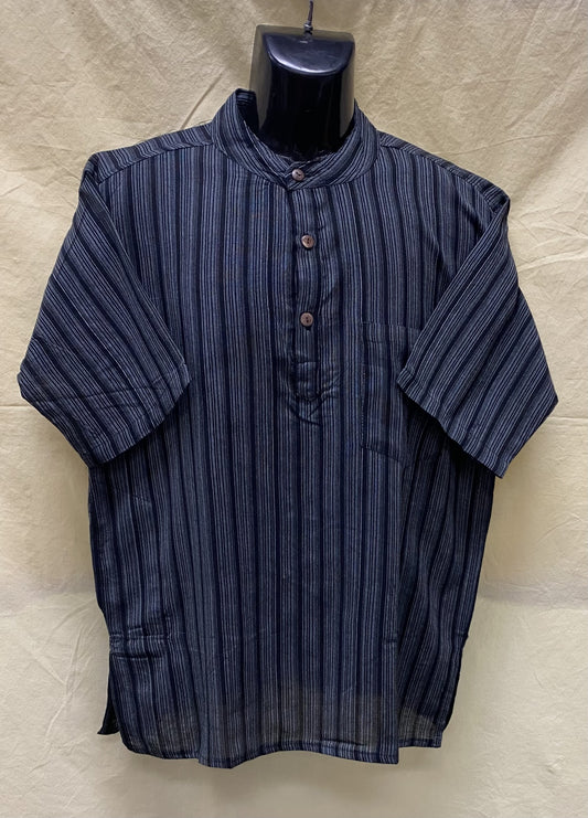 CT13 Men Black-Sliver Strip Cotton Shirt