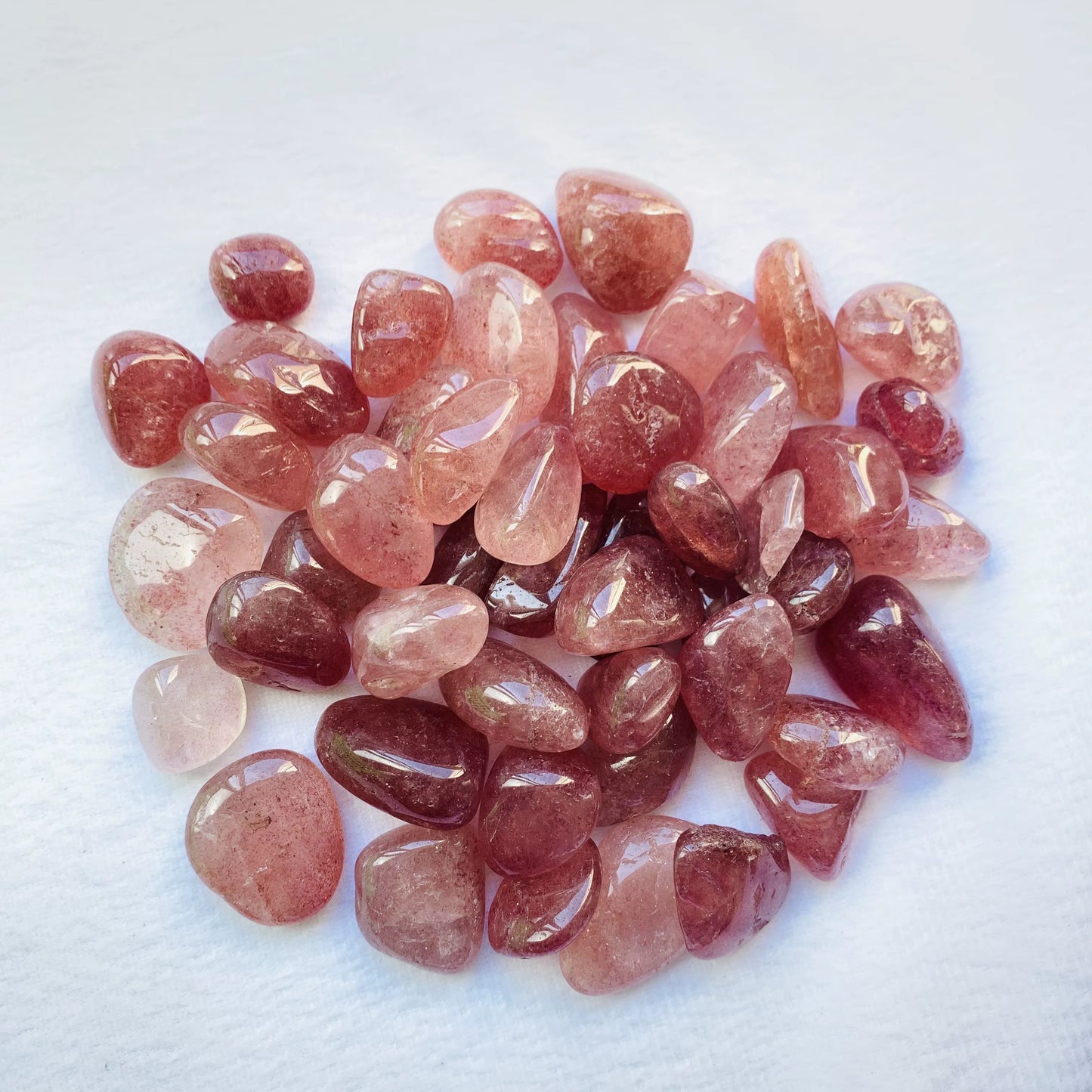 Strawberry quartz tumbled crystal stone