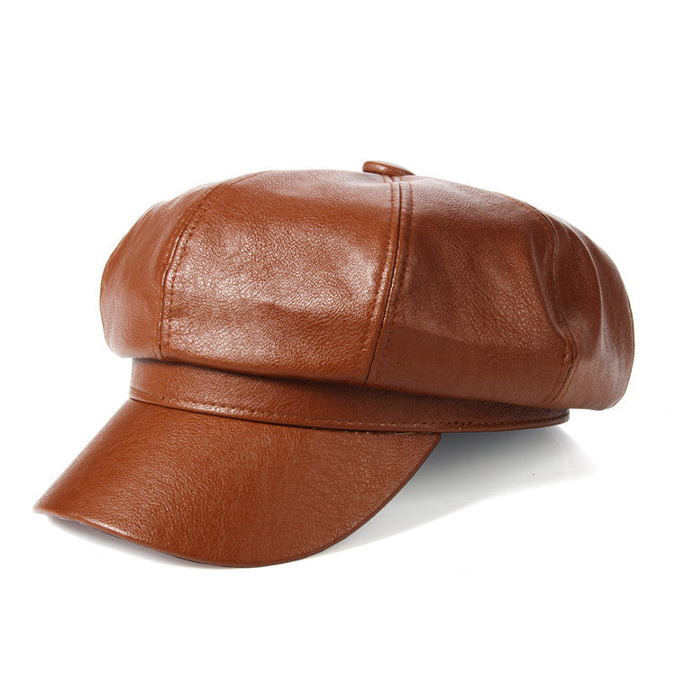 Women’s Elegant French Leather Beret Hat