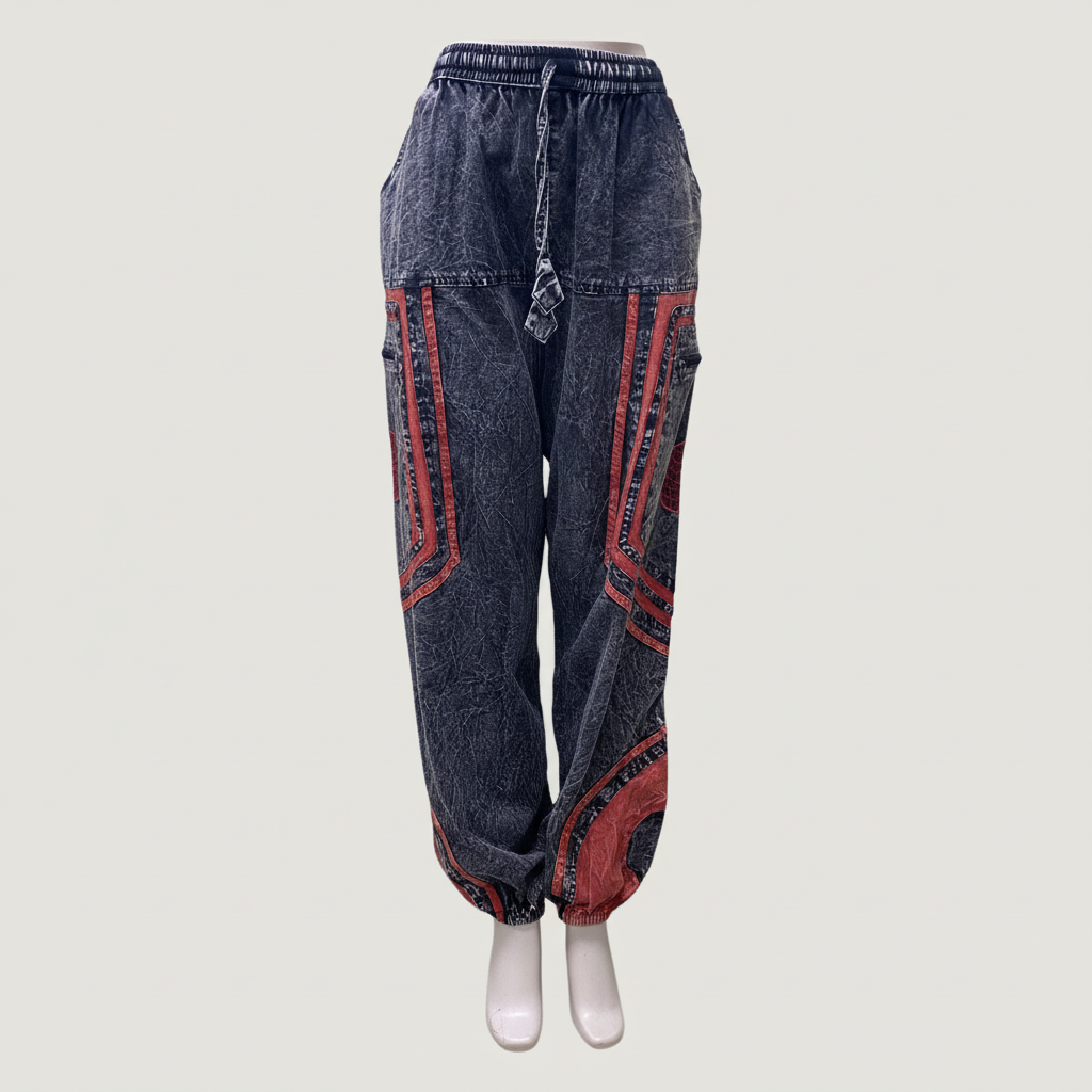 CP13 Unisex Orange Strip Colored Cotton Pant - Front View