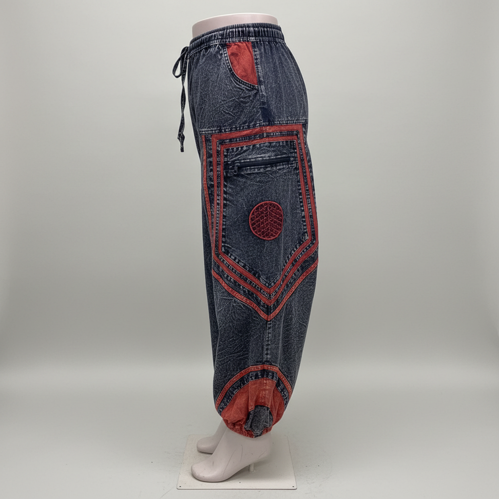 CP13 Unisex Orange Strip Colored Cotton Pant - Side View