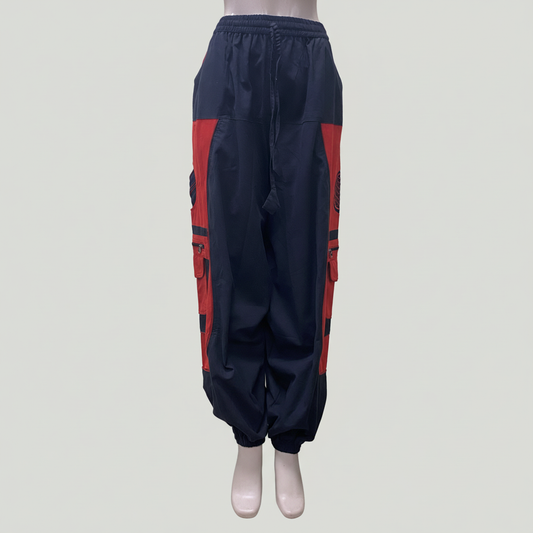 CP14 Unisex Black-Red Colored Cotton Pant - Front View