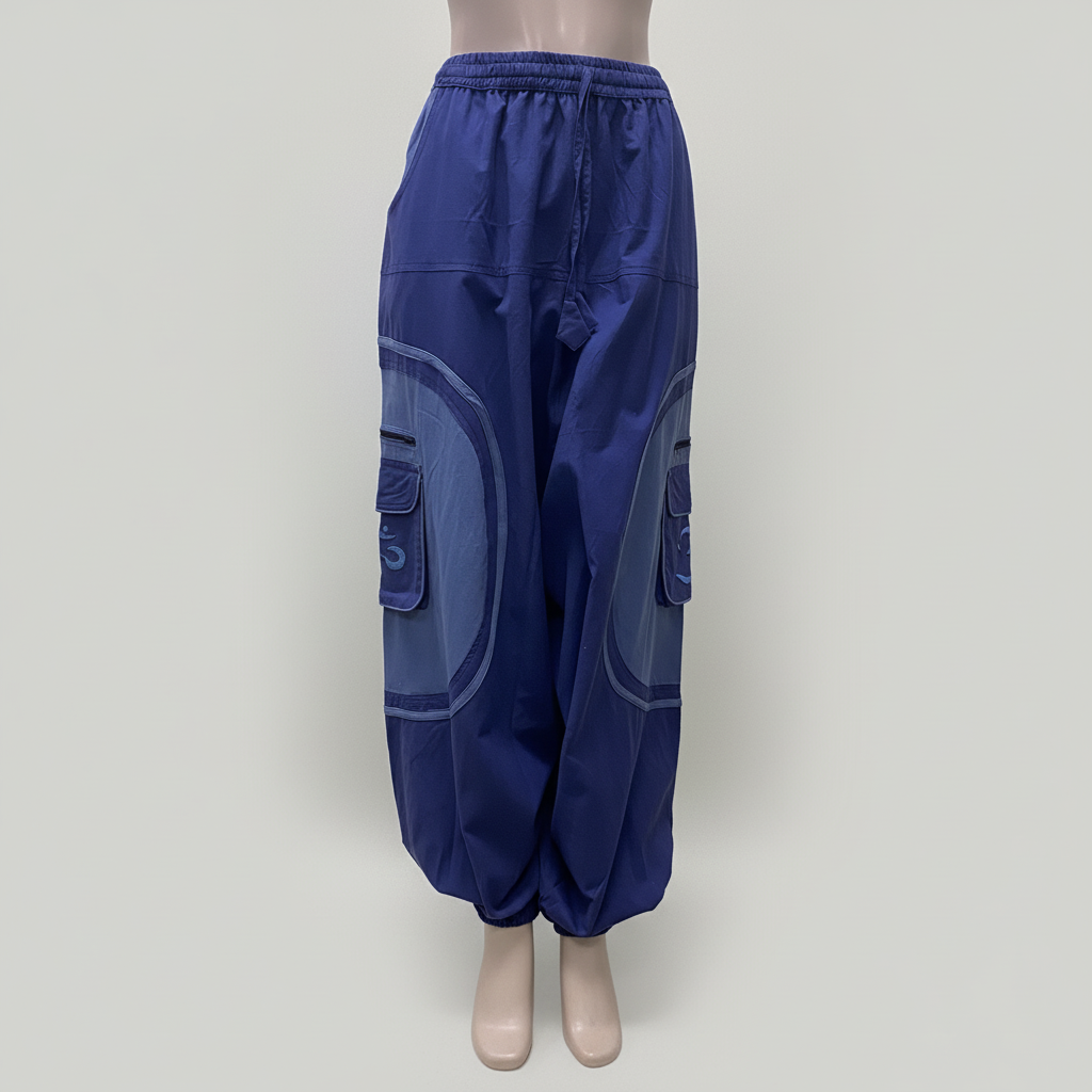 CP15 Unisex Blue Colored Om Printed Cotton Pant - Front View