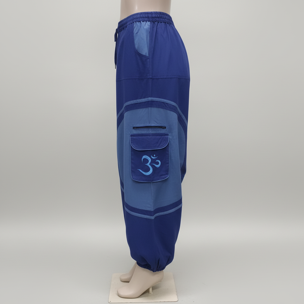 CP15 Unisex Blue Colored Om Printed Cotton Pant - Side View