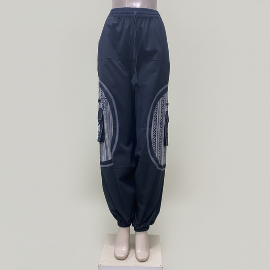CP17 Unisex Black Colored Cotton Pant - Front View