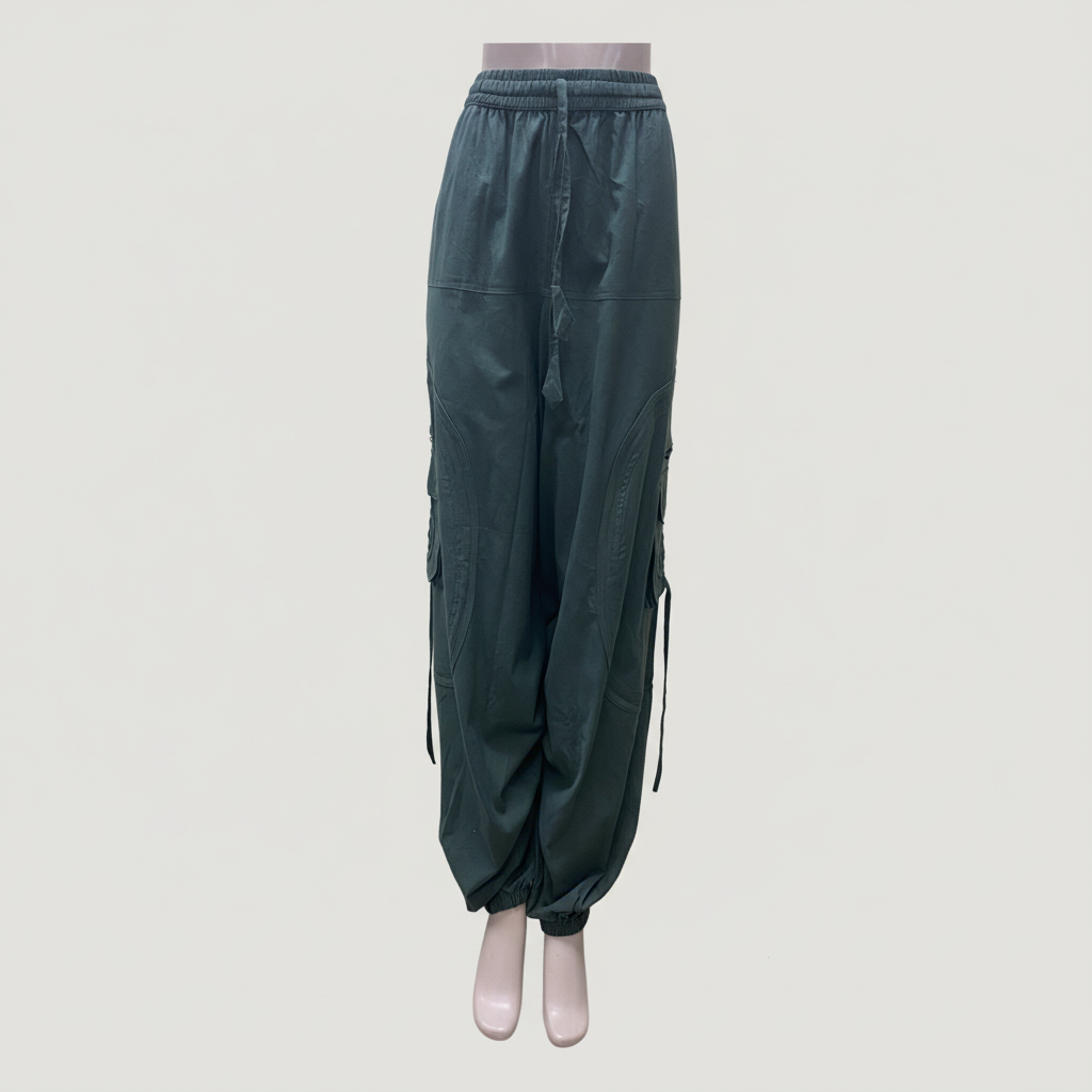 CP18 Unisex Dark Green Colored Cotton Pant - Front View