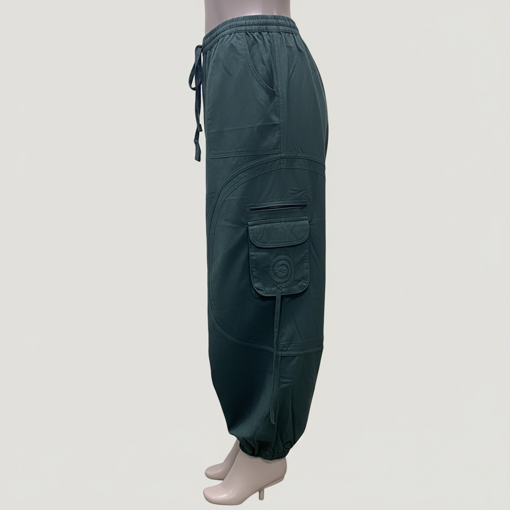 CP18 Unisex Dark Green Colored Cotton Pant - Side View