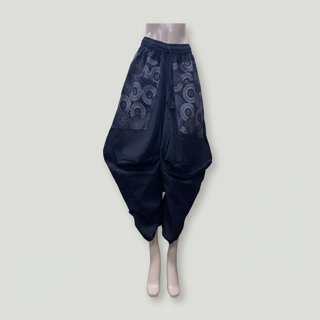 CP21 Unisex Black Colored Gray Printed Cotton Pant - Front View