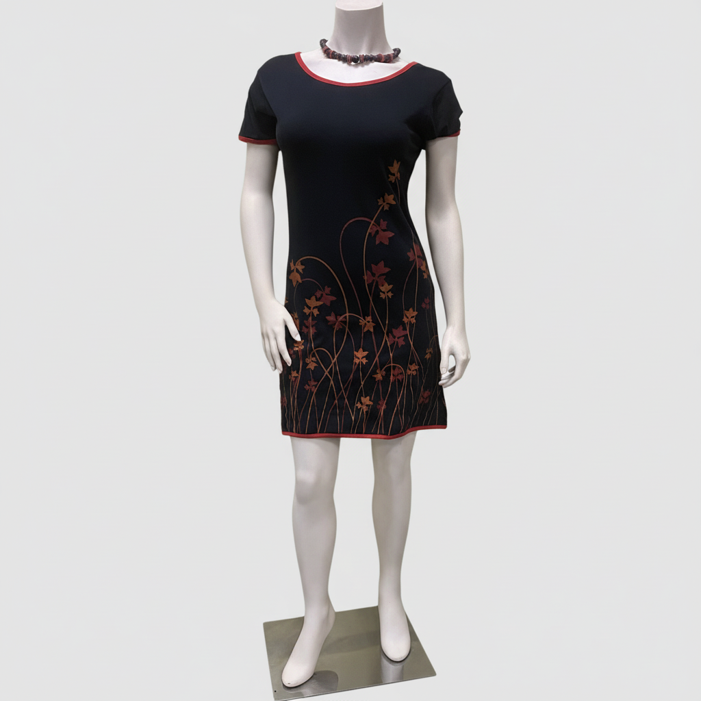 CT27 Cotton Printed Handwork Dress - Front View