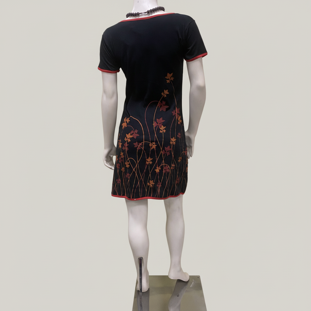 CT27 Cotton Printed Handwork Dress - Side View