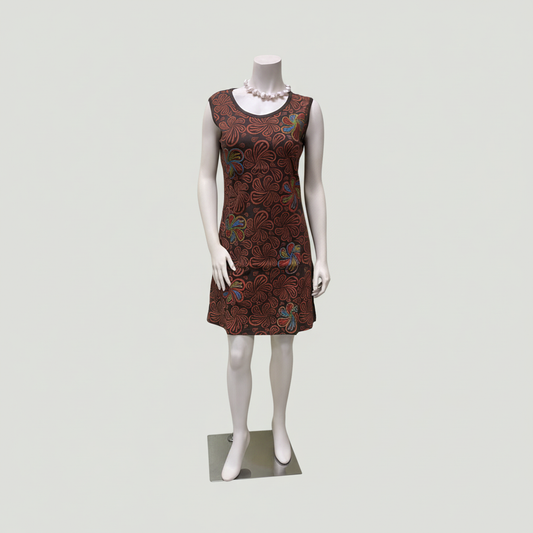 CT34 Cotton Printed Handwork Dress - Front View