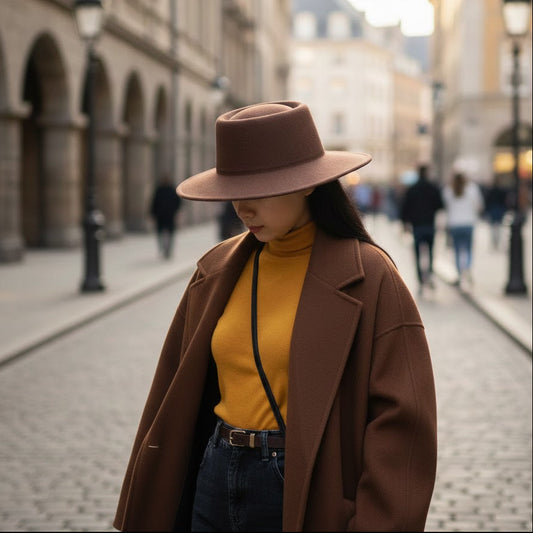 Unisex Solid- Color Retro Wool Fedora Hat – Wide Brim Design for Casual, Outdoor & Party Wear